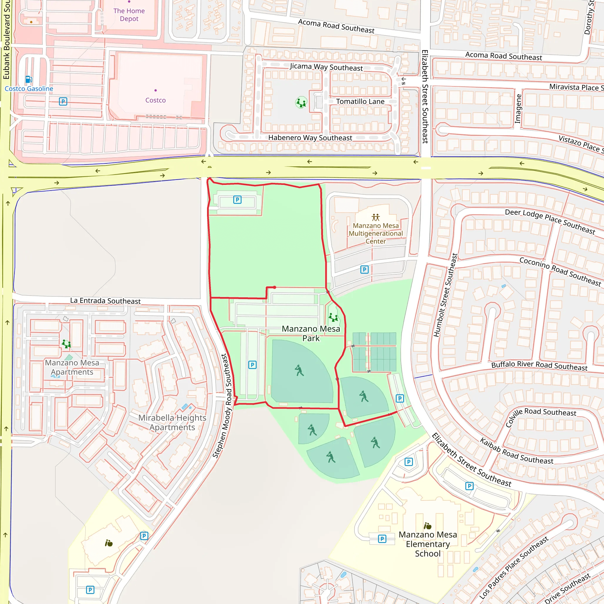 Manzano Mesa Park Loop mobile static map
