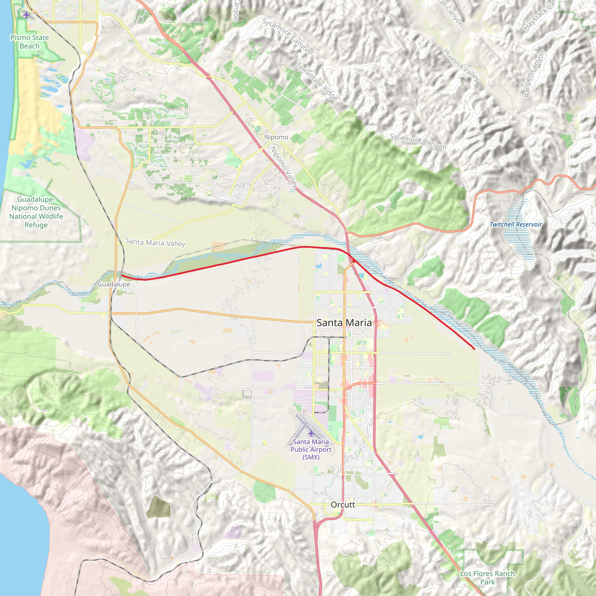 Santa Maria River Levee Trail from North Broadway mobile static map