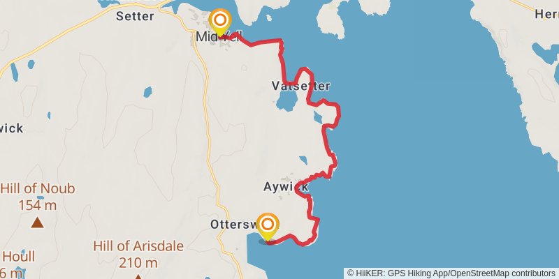 Coastal Walk of Shetland - Yell stage 7 Map