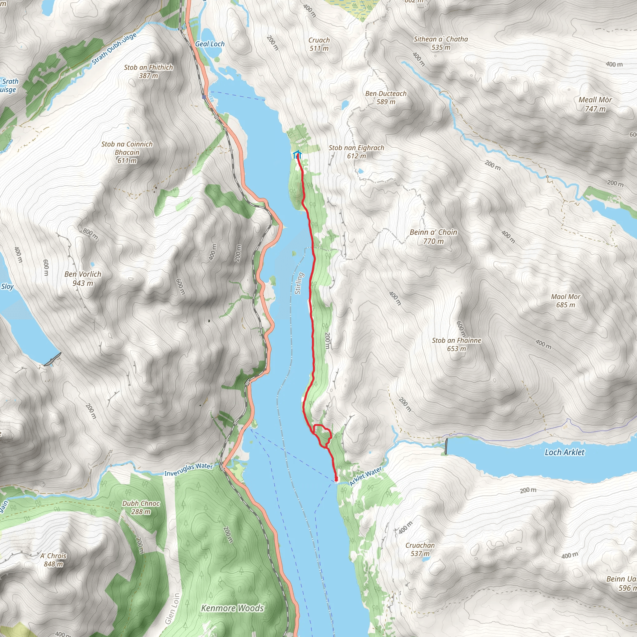 Bonny Banks from Inversnaid to Doune Byre mobile static map