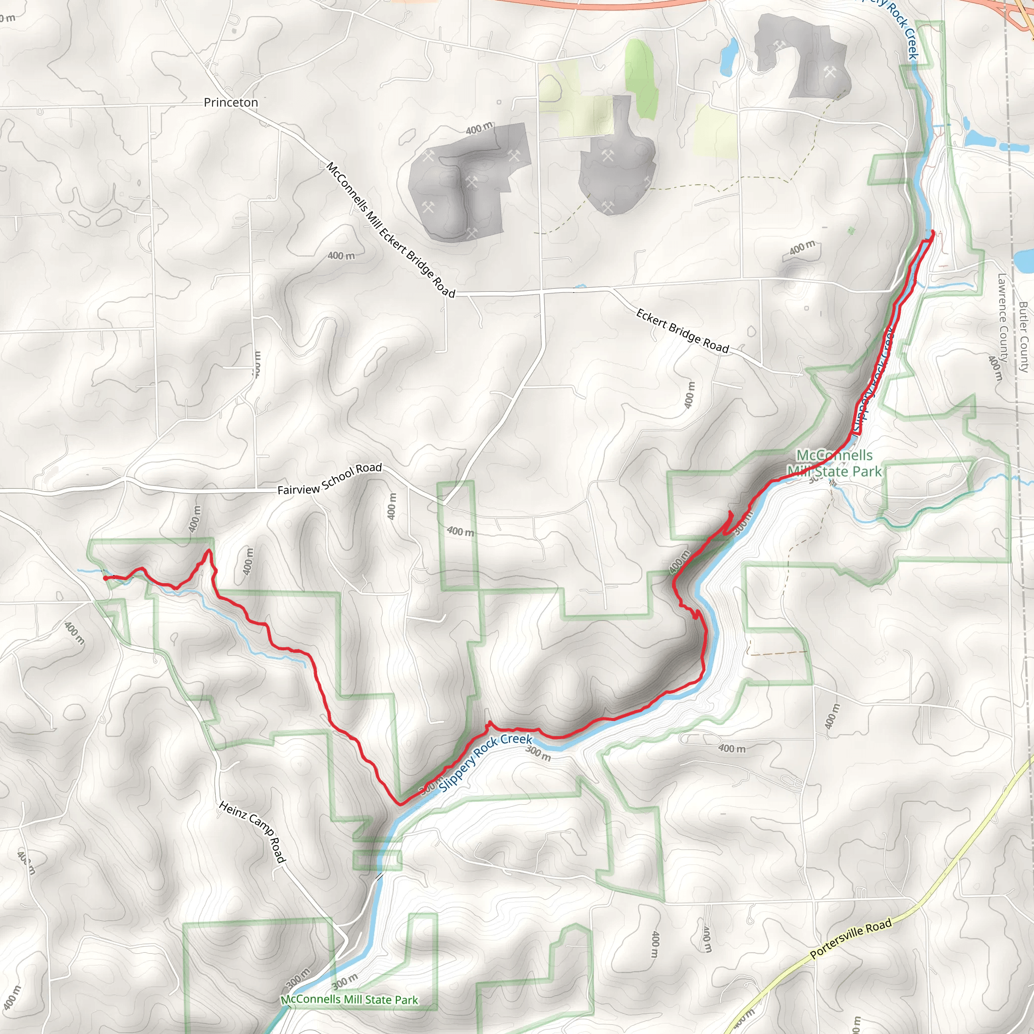 Slippery Rock Creek Trail mobile static map