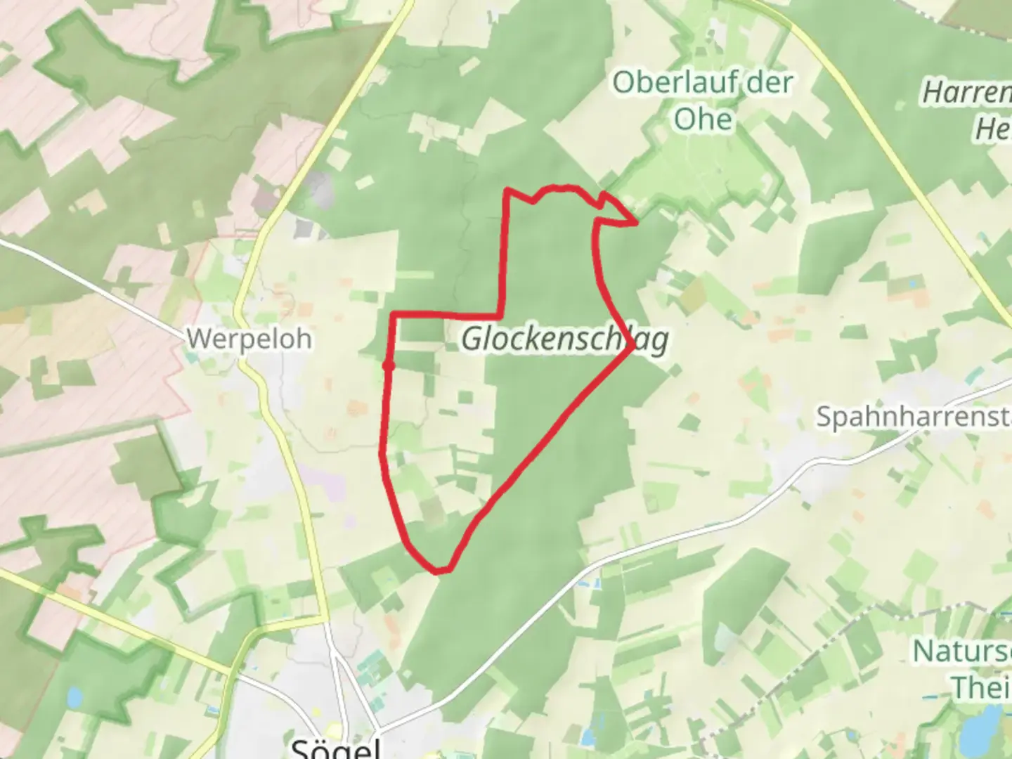 An image depicting the trail Hamberg via Geestweg and its surrounding area.