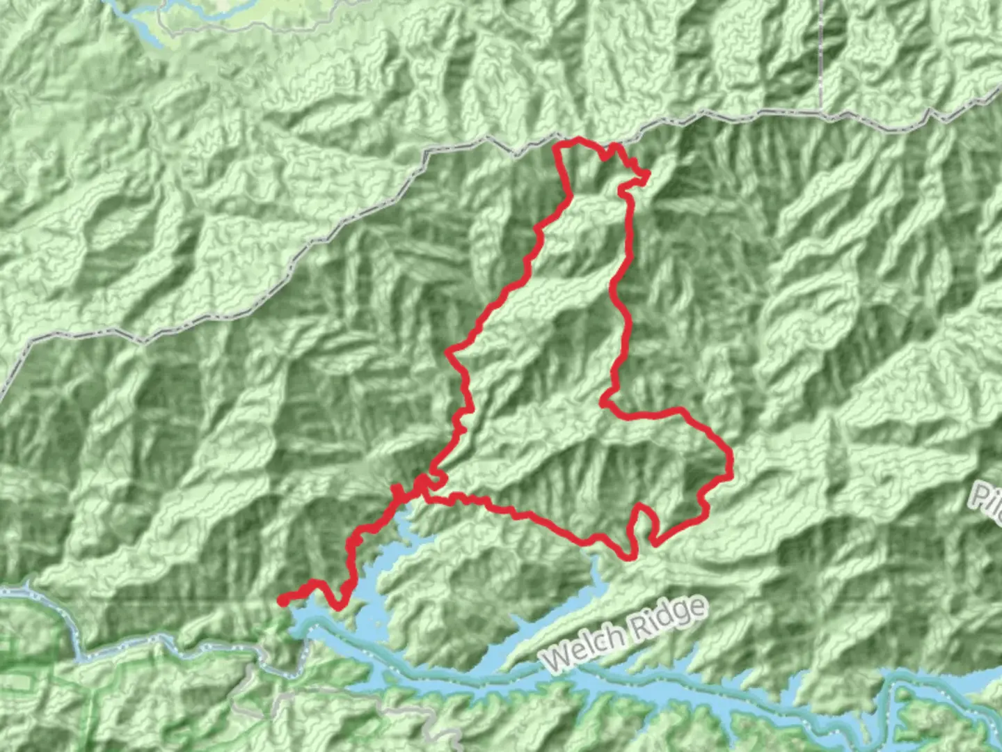 An image depicting the trail Fontana Lake, Hazel Creek, Woodward Knob, Cherry Knob and Eagle Creek Loop Trail and its surrounding area.