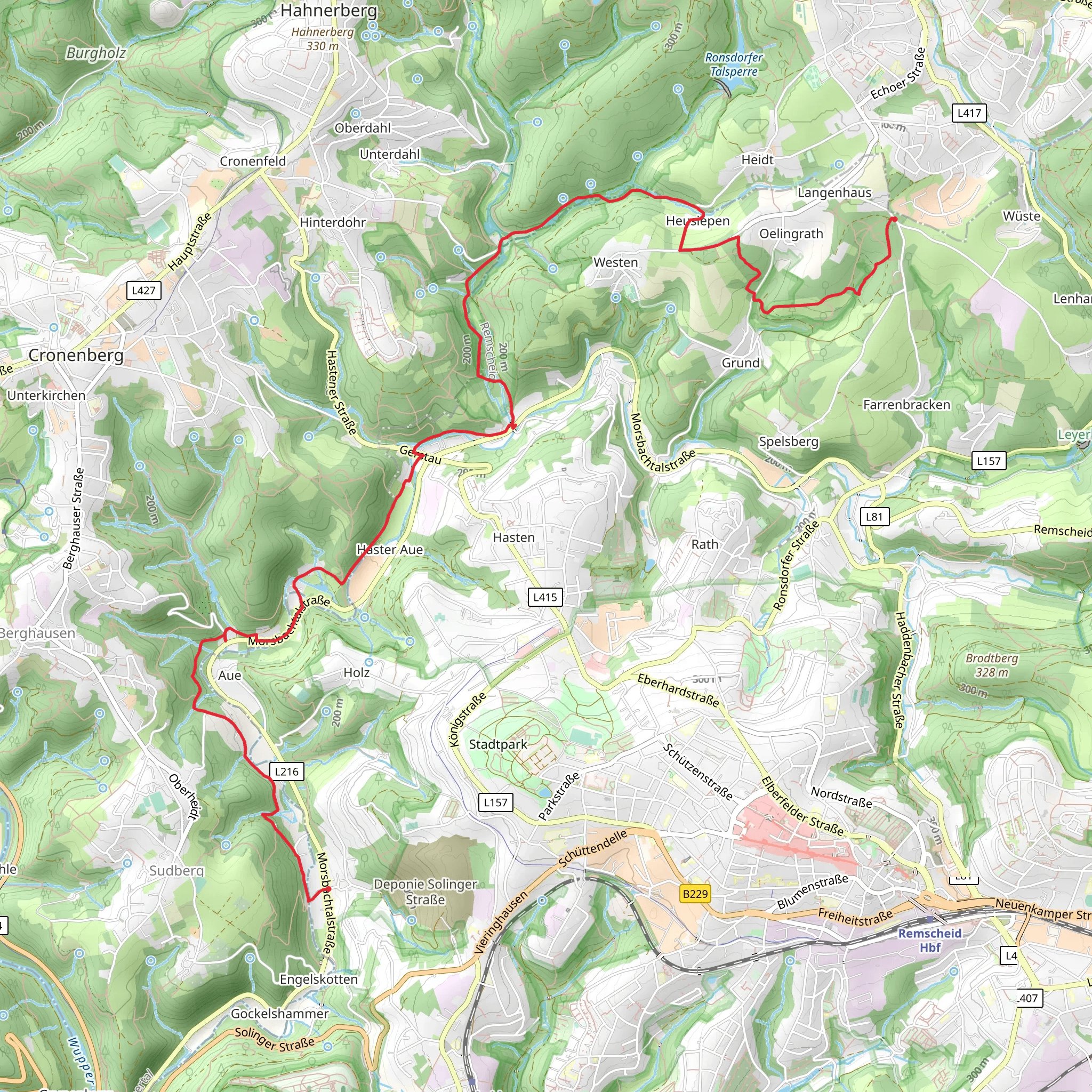 Von der Grüne zur Morsbach. mobile static map