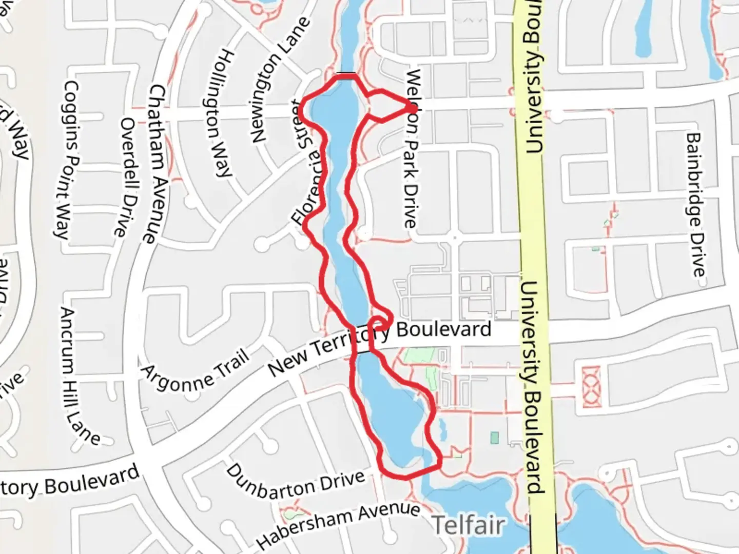 An image depicting the trail Greater Turtle Bridge and Hetherington Fields Loop and its surrounding area.