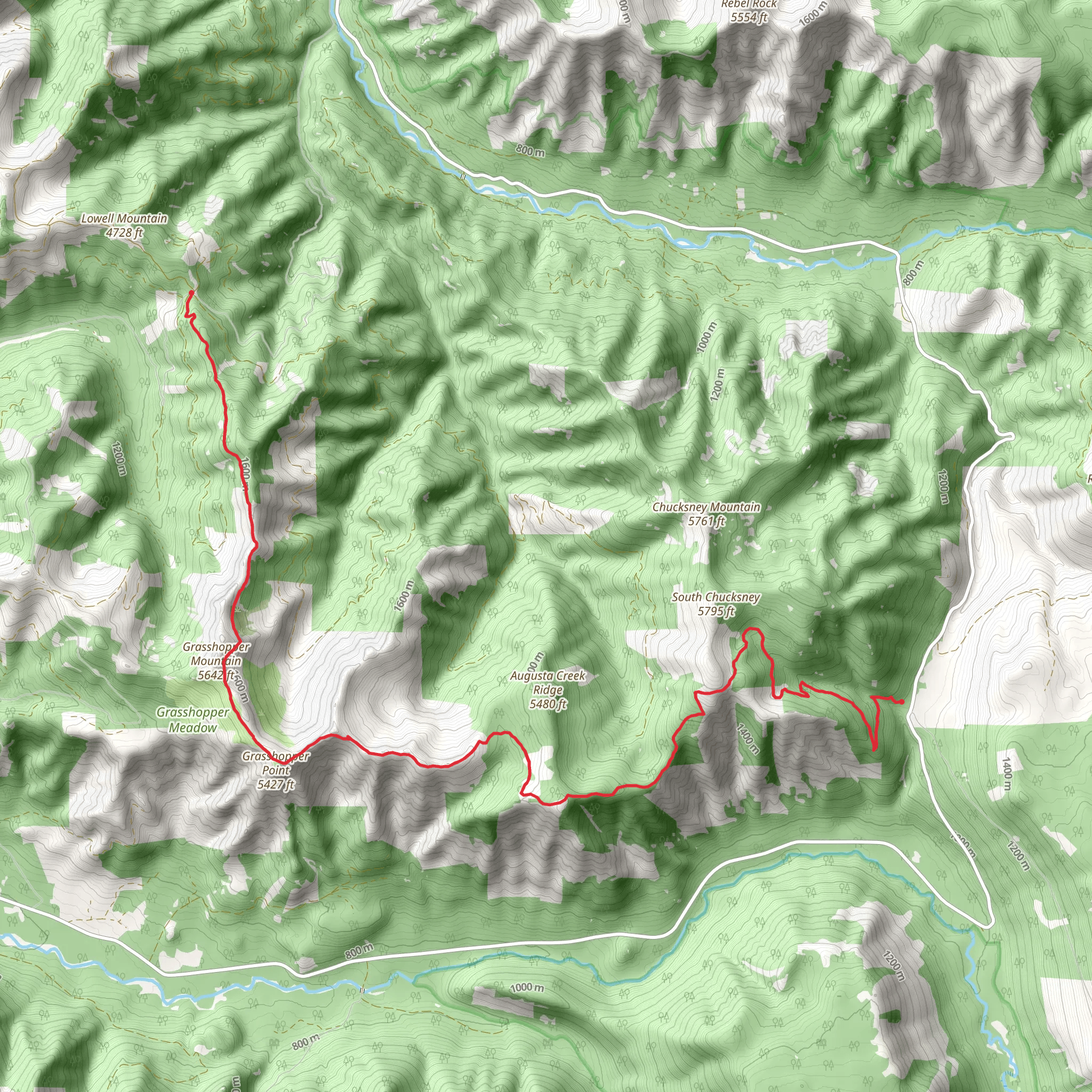 Grasshopper Mountain Trail mobile static map