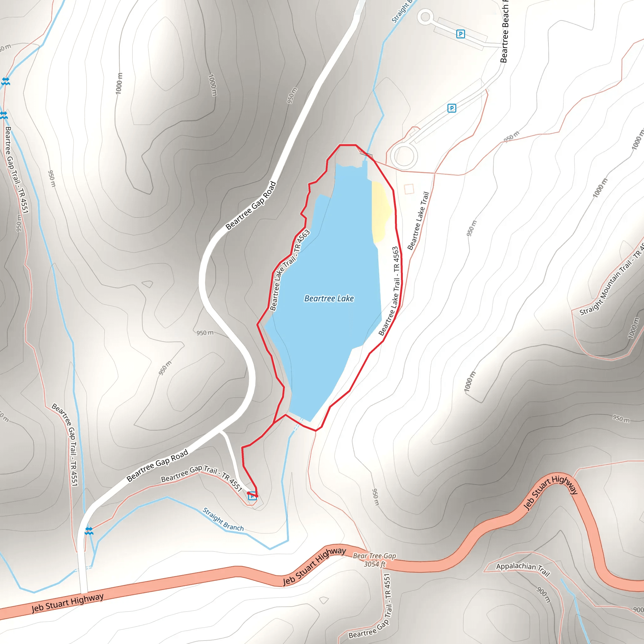 Beartree Lake Loop mobile static map