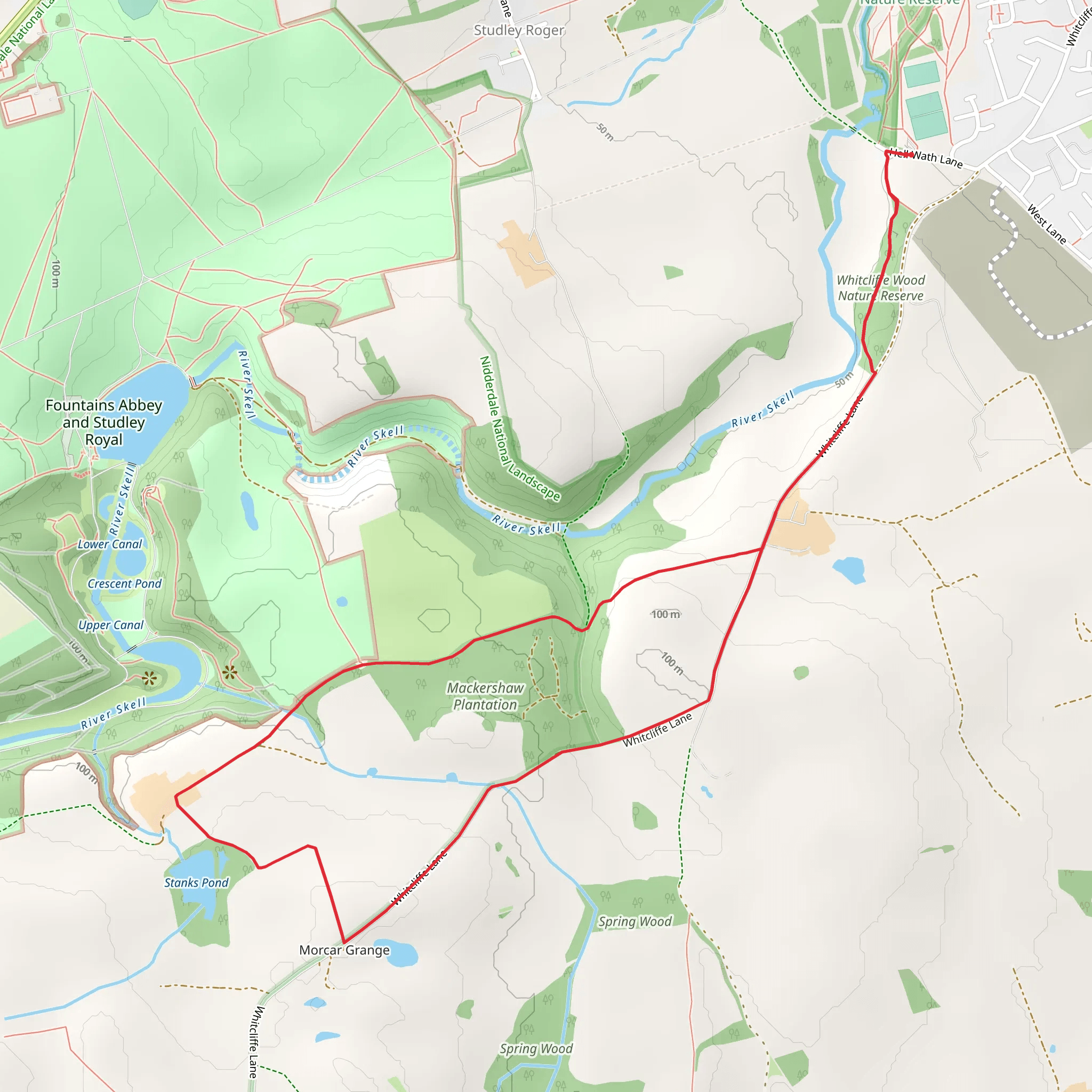 Whitcliffe Wood Nature Reserve, Mackershaw Plantation and Stanks Pond Loop mobile static map