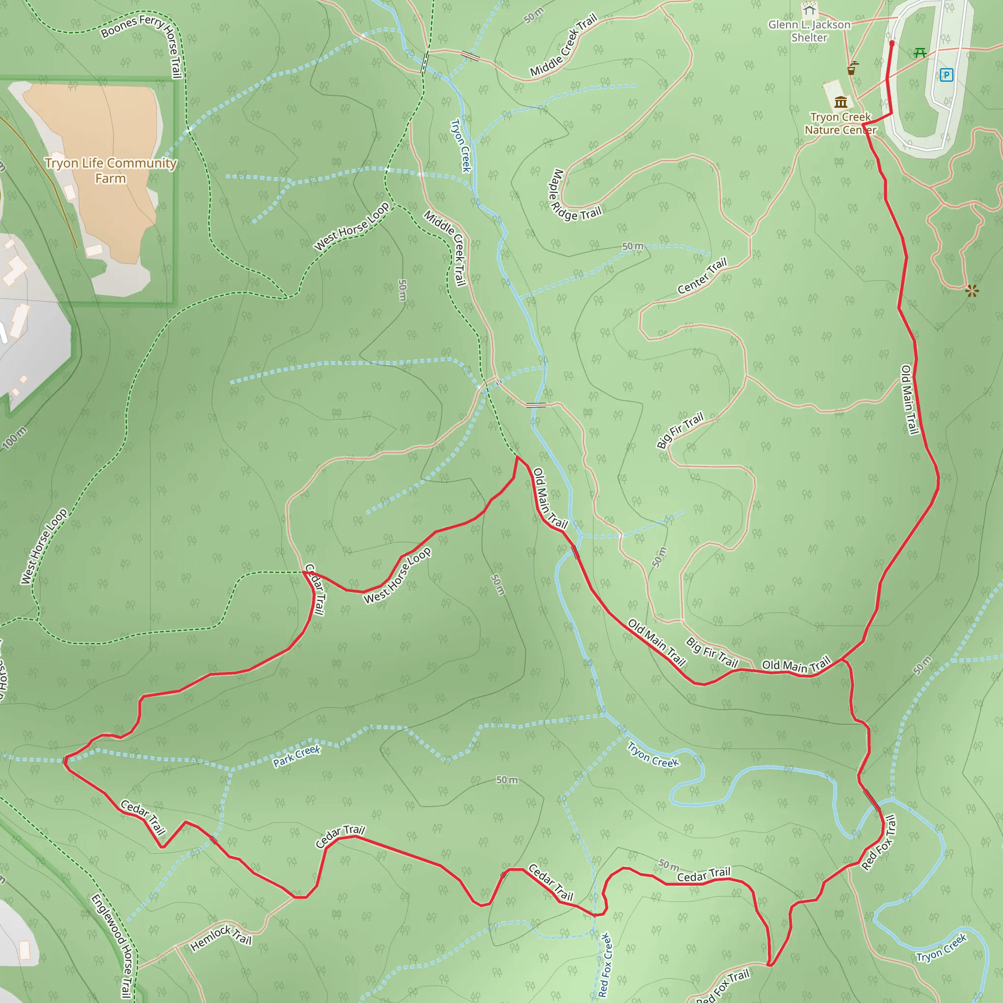 Tryon Creek State Nature Area Loop mobile static map