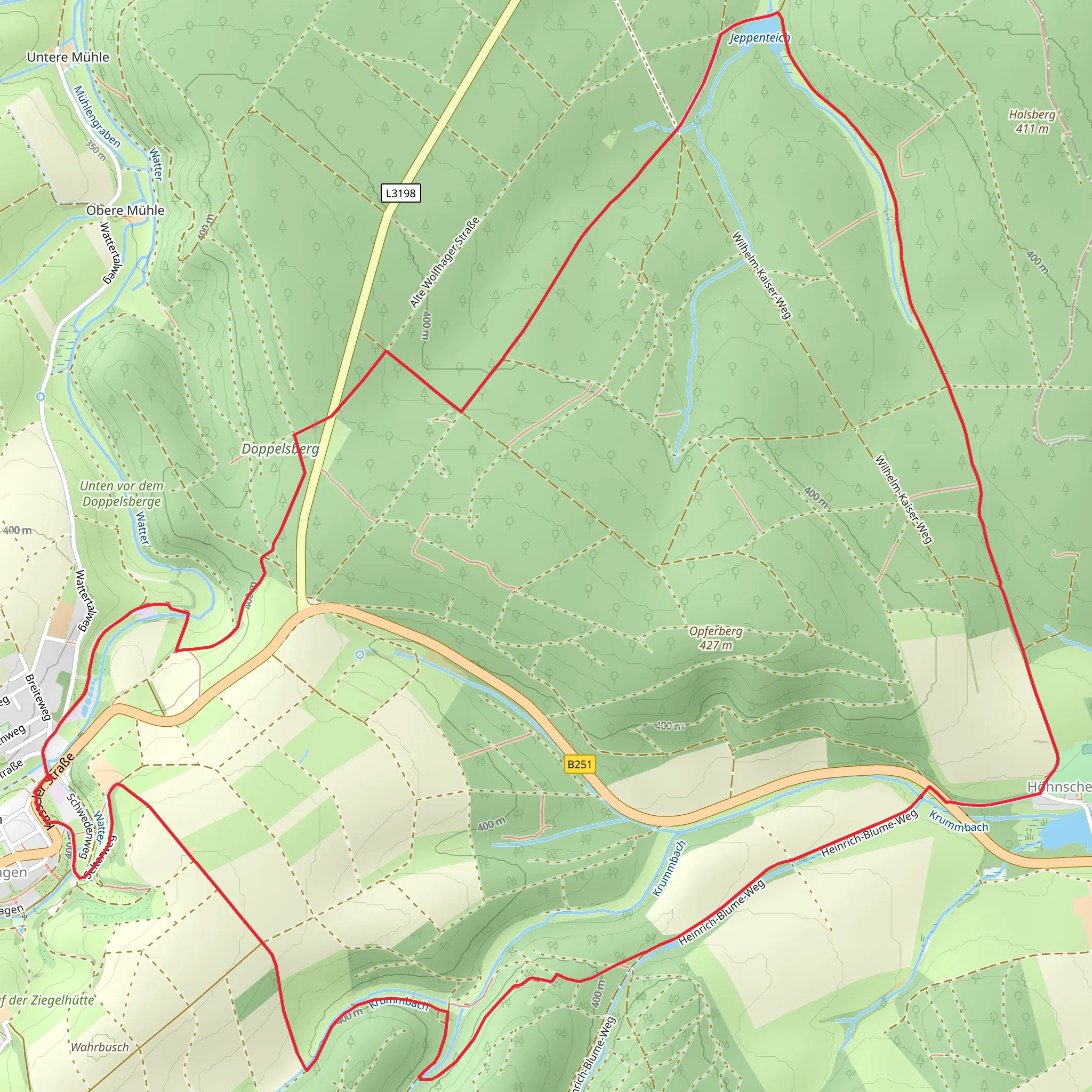 Freienhagen, Jeppenteich and Hohnscheid Loop mobile static map