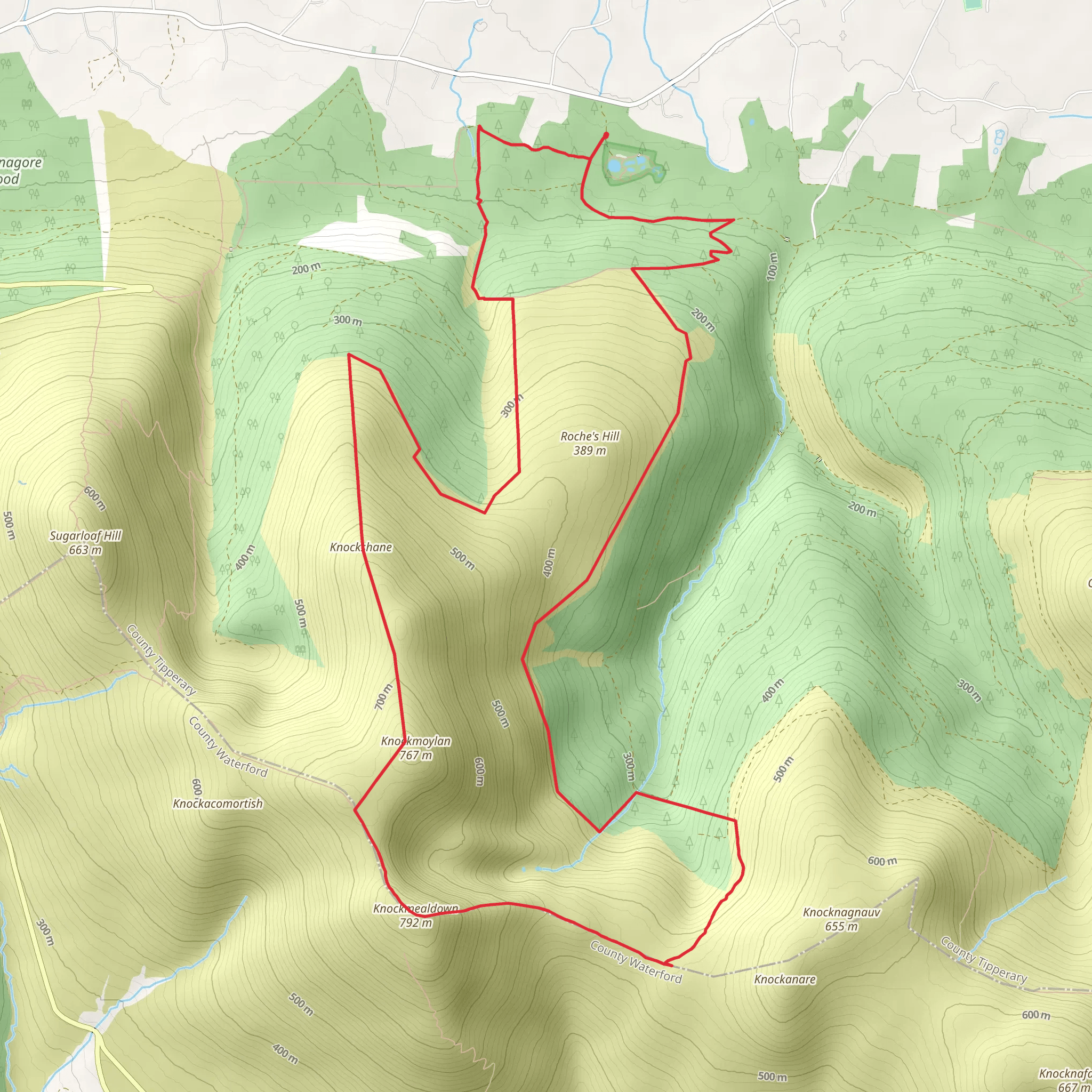 Ducks Ponds to Knockmealdowns mobile static map