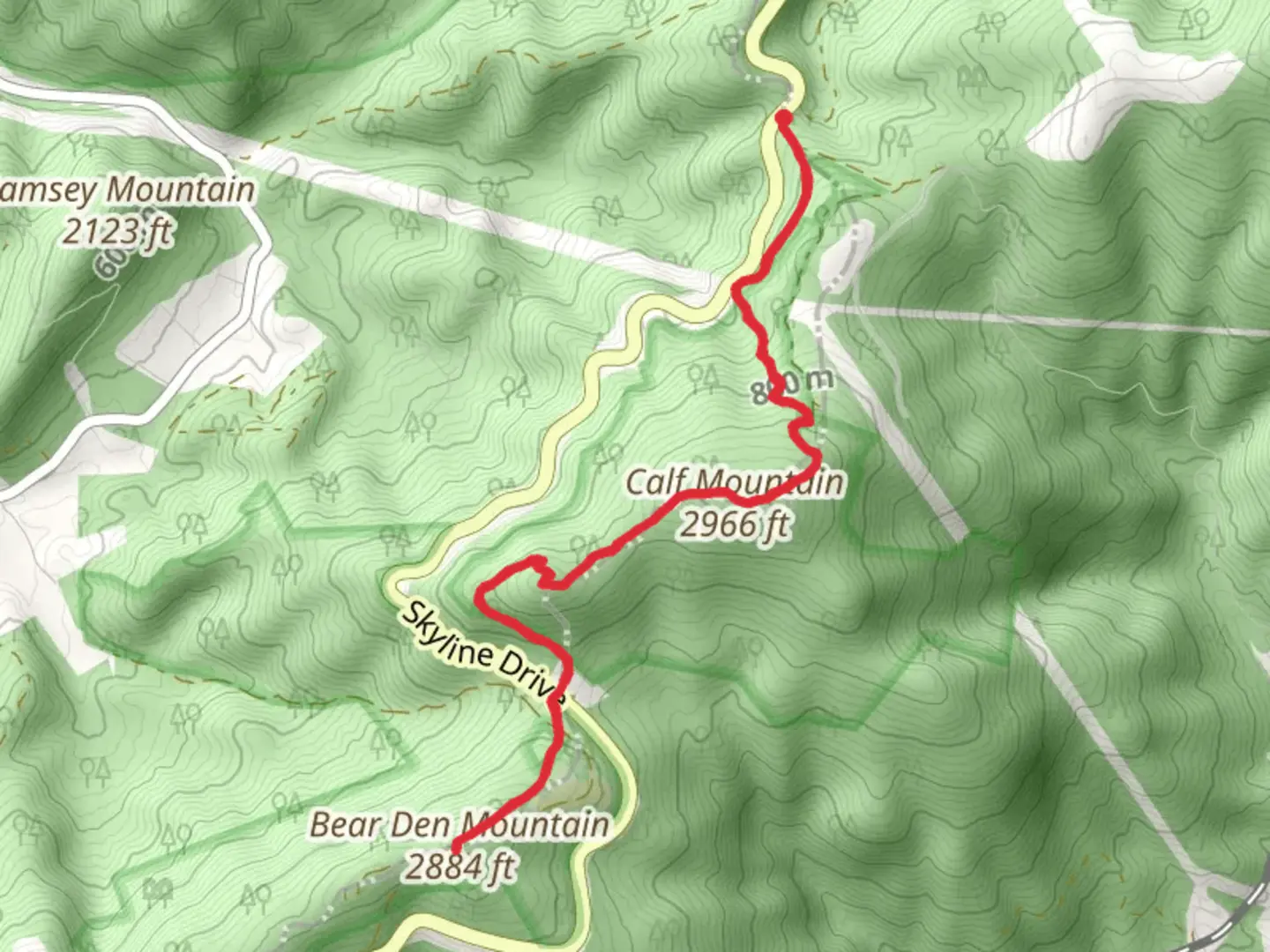 An image depicting the trail Bear Den Mountain via Appalachian Trail and its surrounding area.