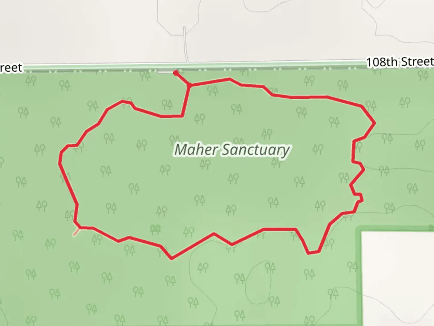 An image depicting the trail Maher Sanctuary Loop and its surrounding area.