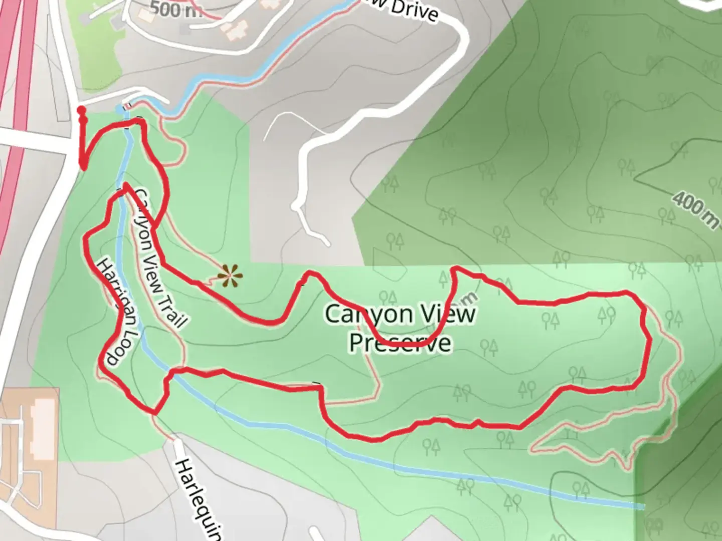 An image depicting the trail Harrigan Loop and Canyon View Trail and its surrounding area.