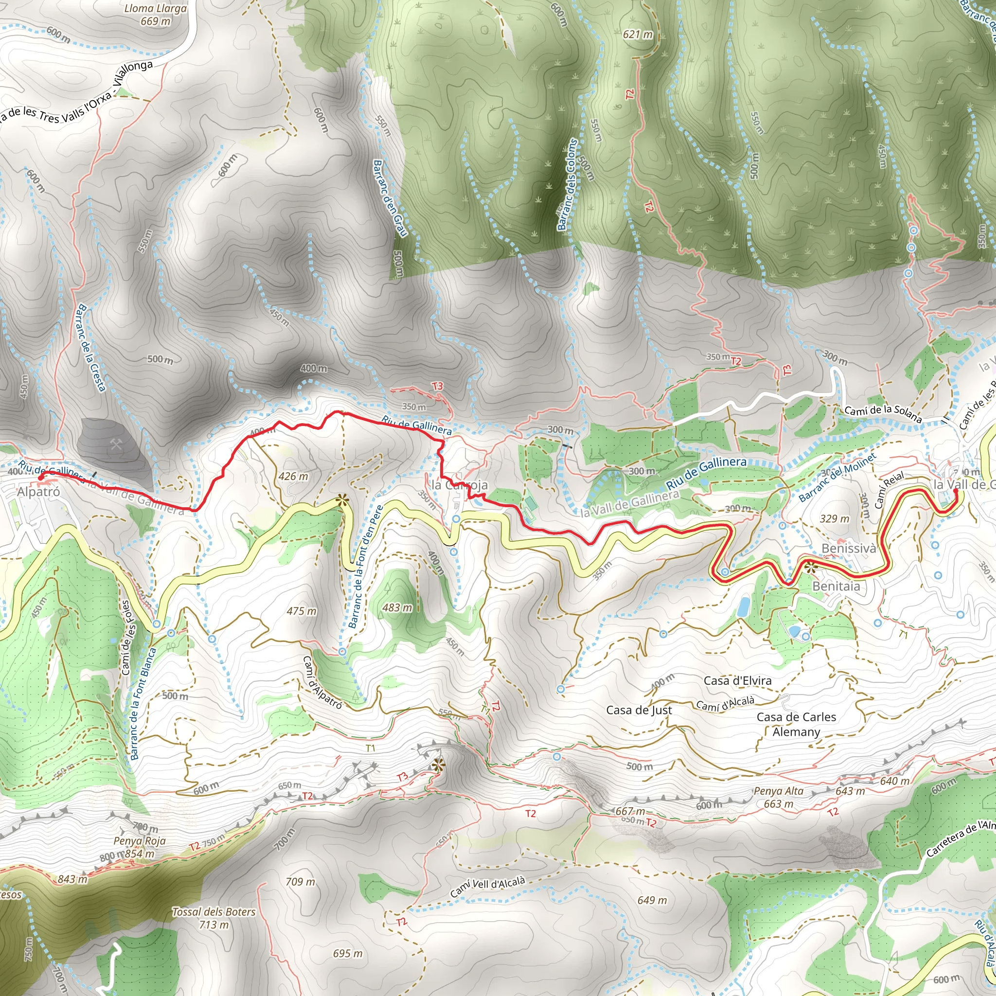 Vall de Gallinera, Alpatrò - Benialí PR CV 167 mobile static map