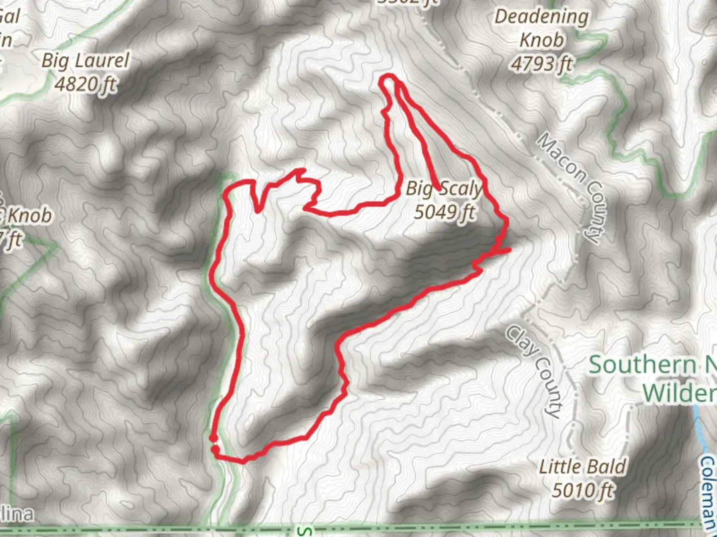 An image depicting the trail Beech Creek, Big Scaly and Tallulah River Road Loop Trail and its surrounding area.
