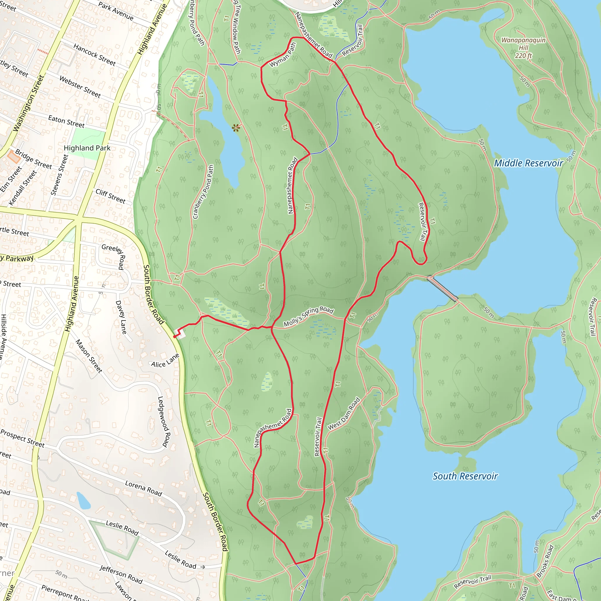 Reservoir Loop Trail from South Border Road mobile static map