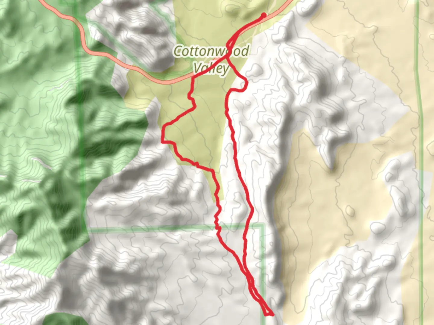 An image depicting the trail Dead Horse Loop via Latenight Connector and its surrounding area.
