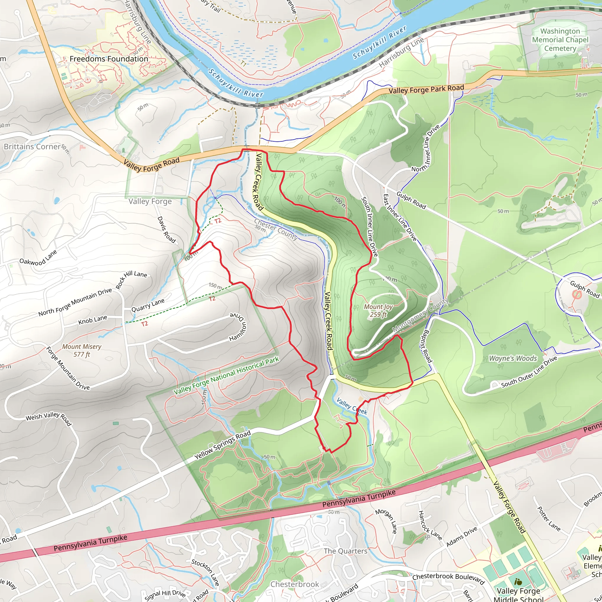 Mt Joy and Mt Misery Loop Trail mobile static map
