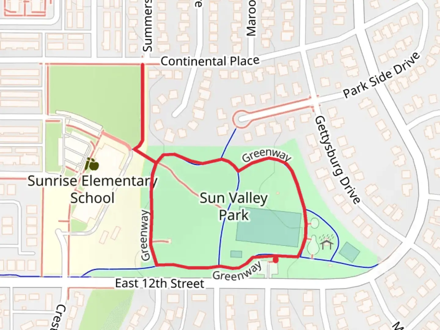 An image depicting the trail Greenway Loop and its surrounding area.