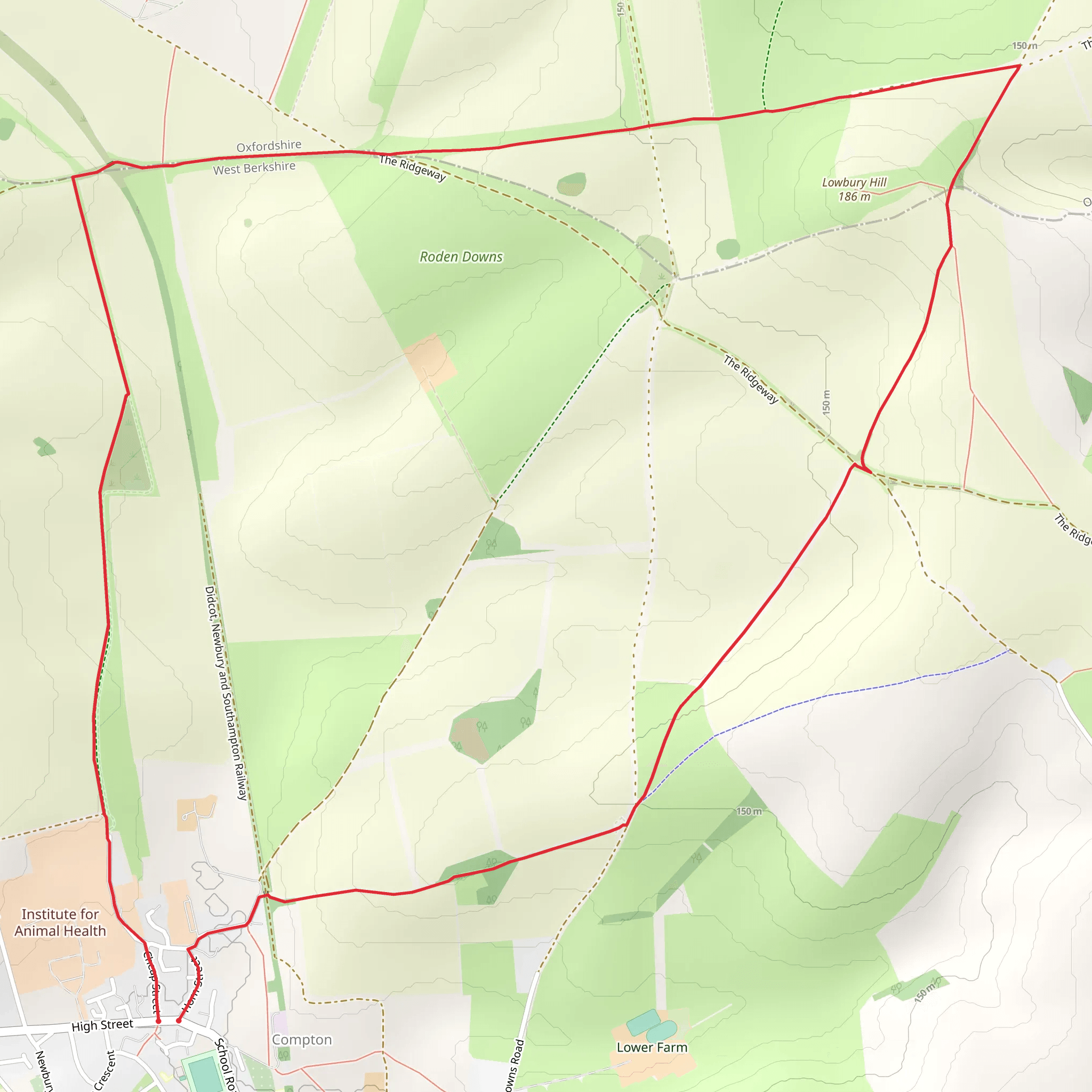 Lowbury Hill and Roden Downs from Compton mobile static map