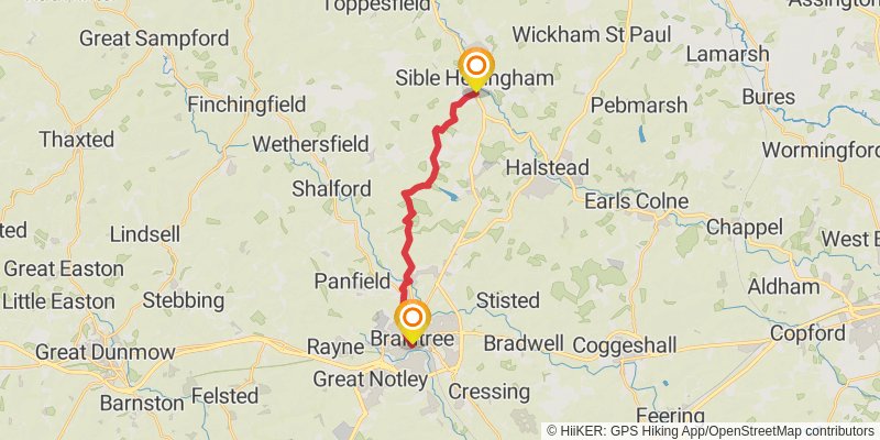 Chelmsford to Clare Walk stage 2 Map