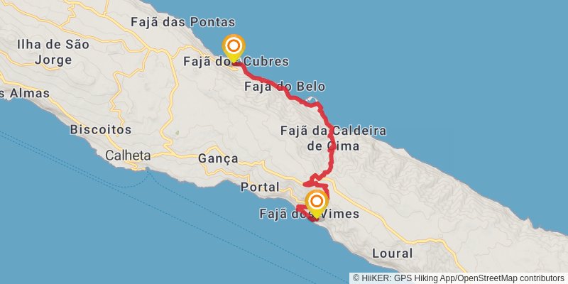 Great Route of São Jorge stage 3 Map