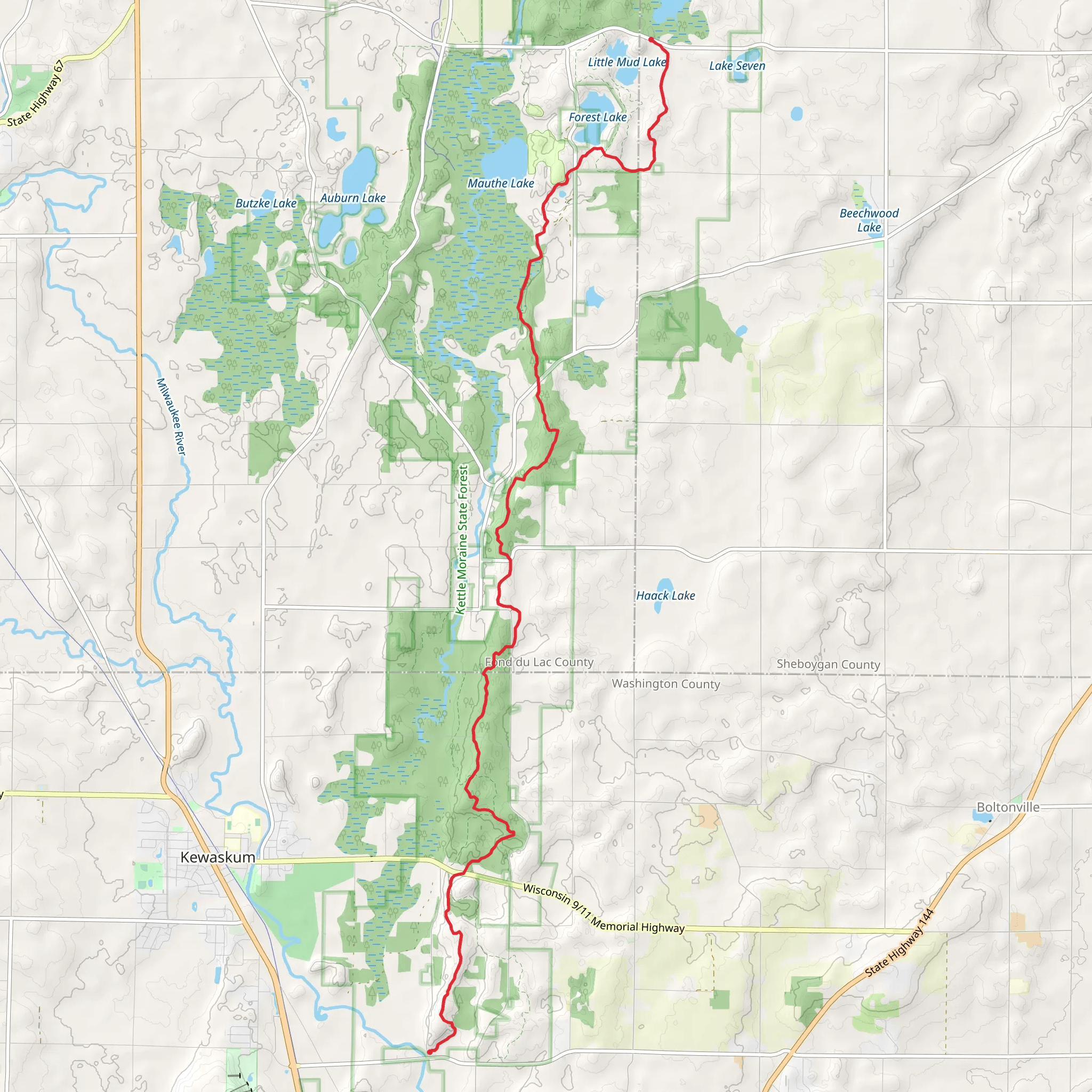 Ice Age Trail from Mud Lake mobile static map