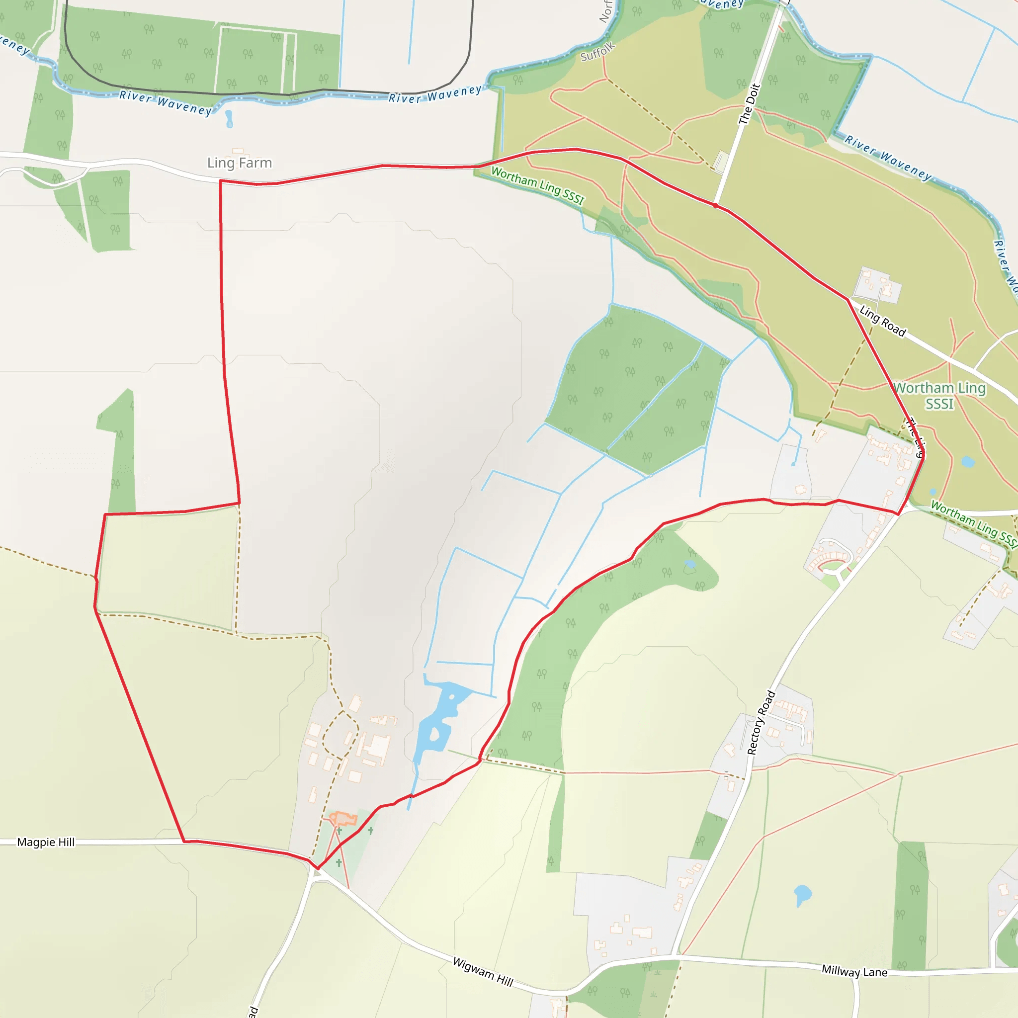 Wortham Ling - Open Access Land Loop mobile static map