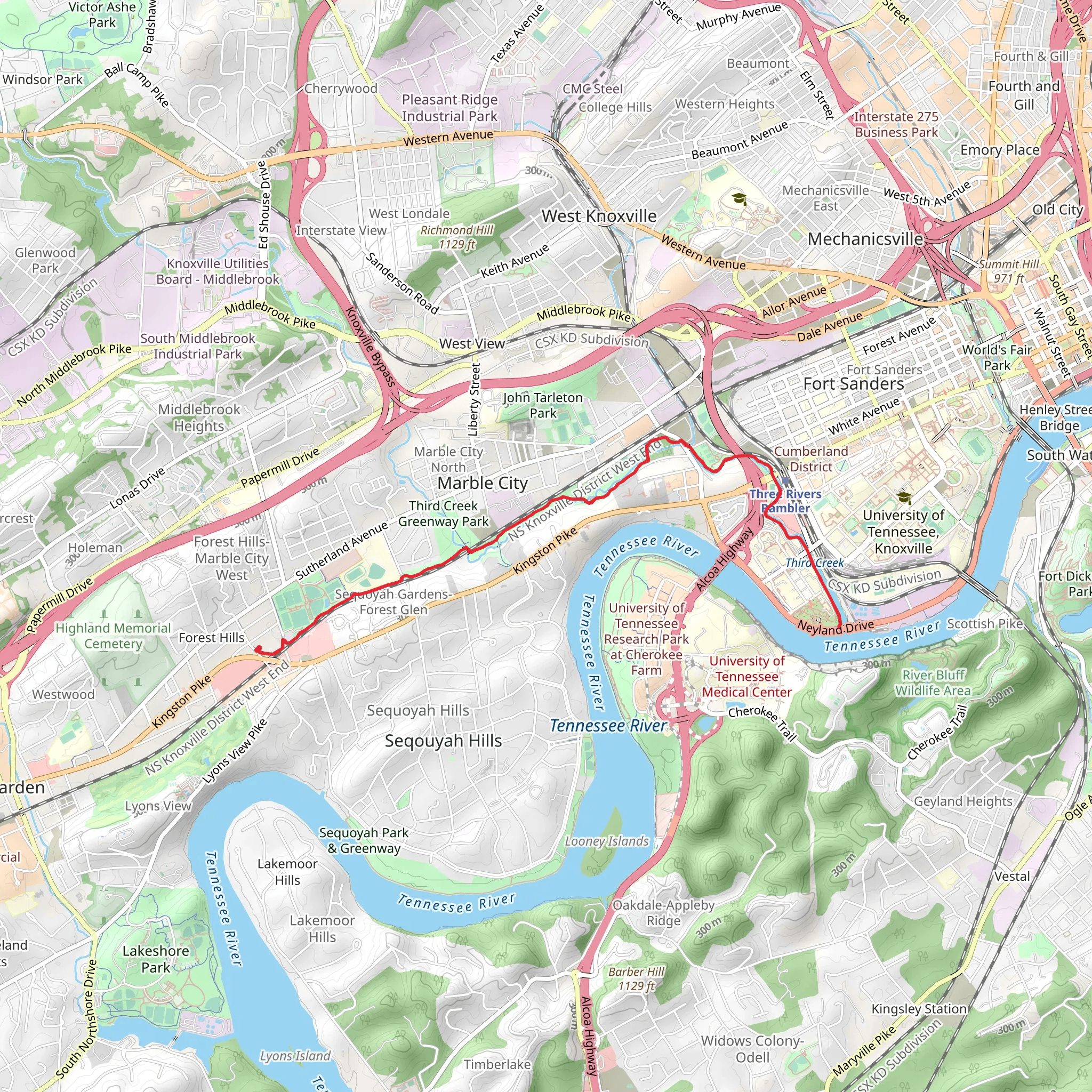 Third Creek Greenway mobile static map