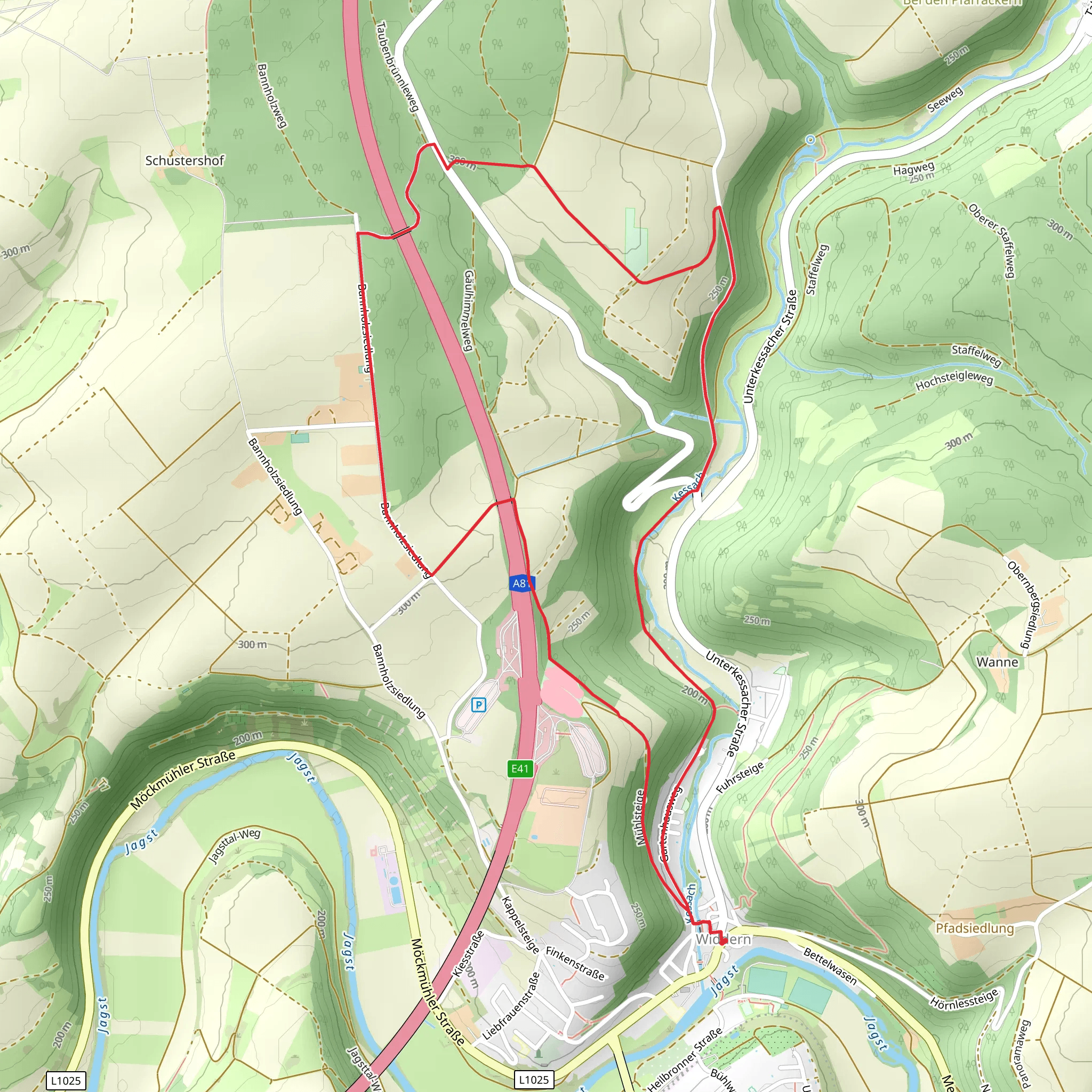 Kulturwanderweg Jagst and Jagsthausen Widdern Loop mobile static map