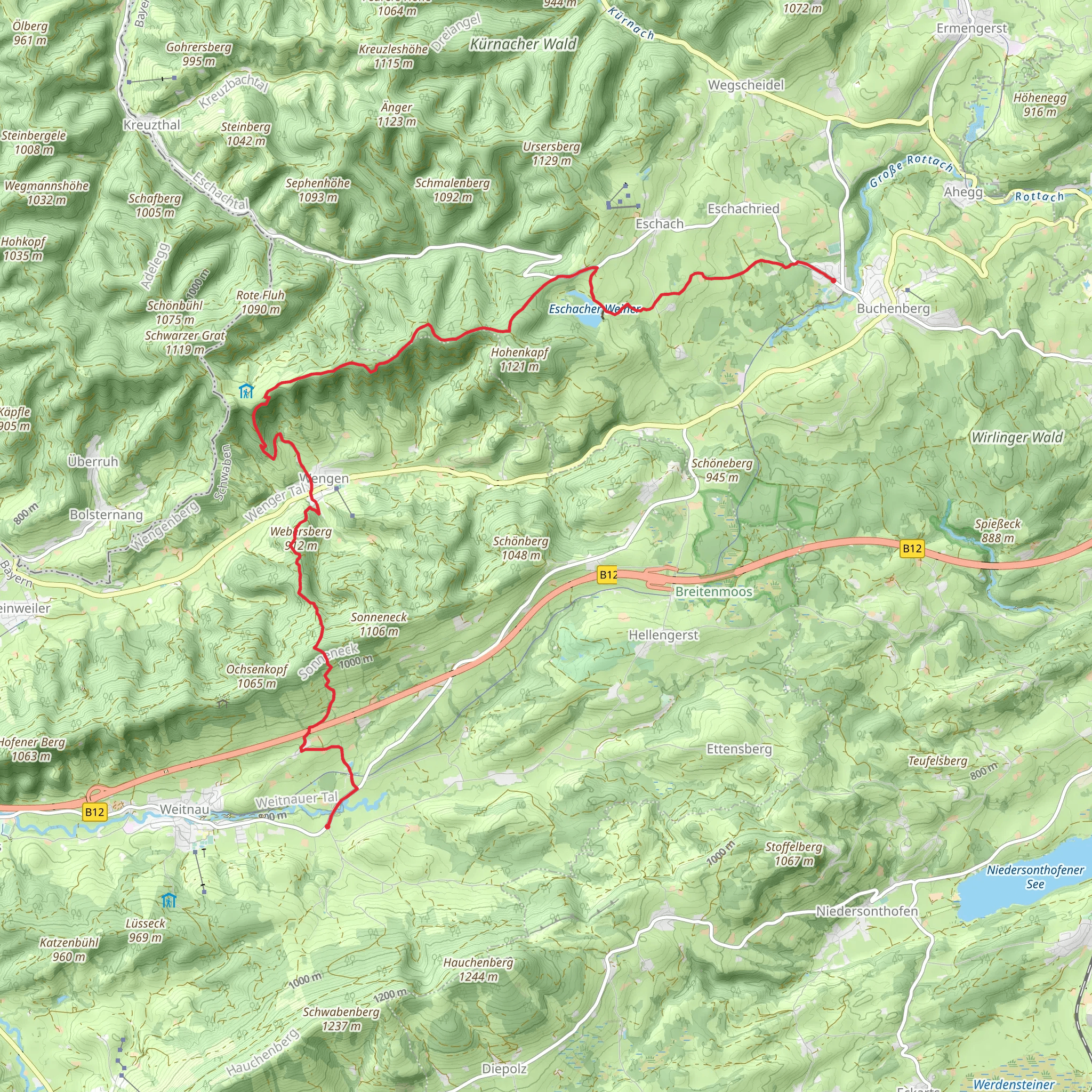 Buchenberg to Weitnau Walk mobile static map