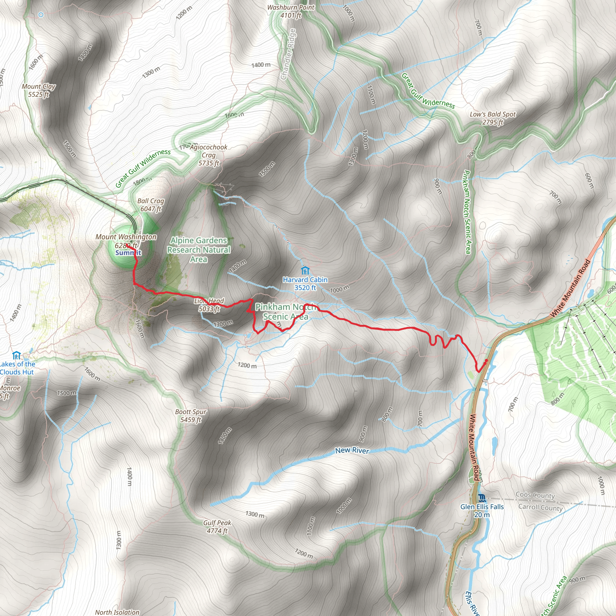 Lion Head via Tuckerman Ravine Trail mobile static map