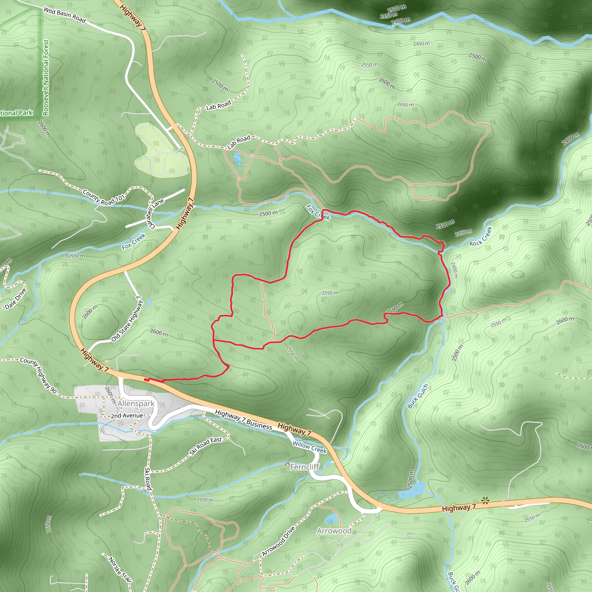 Fox Creek and Buck Creek Loop mobile static map