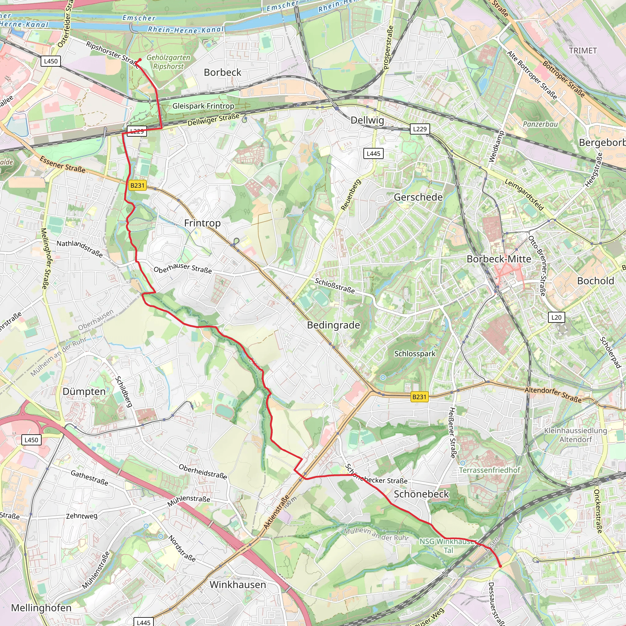 Schoenebeck to Borbeck via St Josef Trail mobile static map