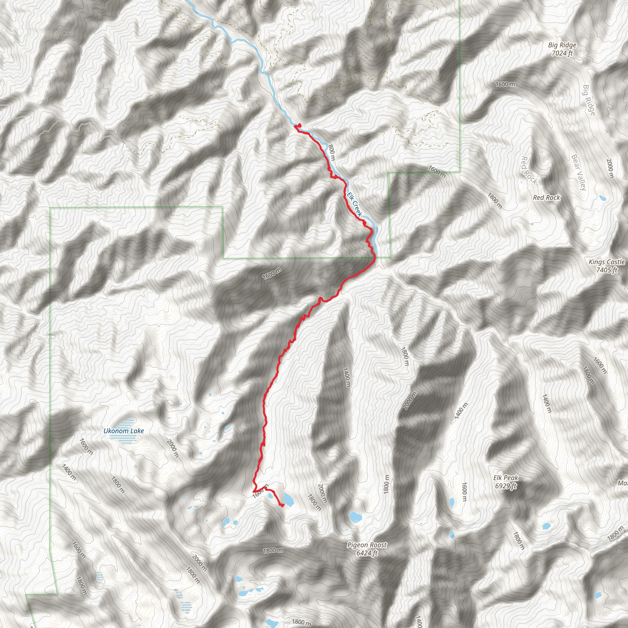 Blue Granite Lake via Elk Creek Trail mobile static map
