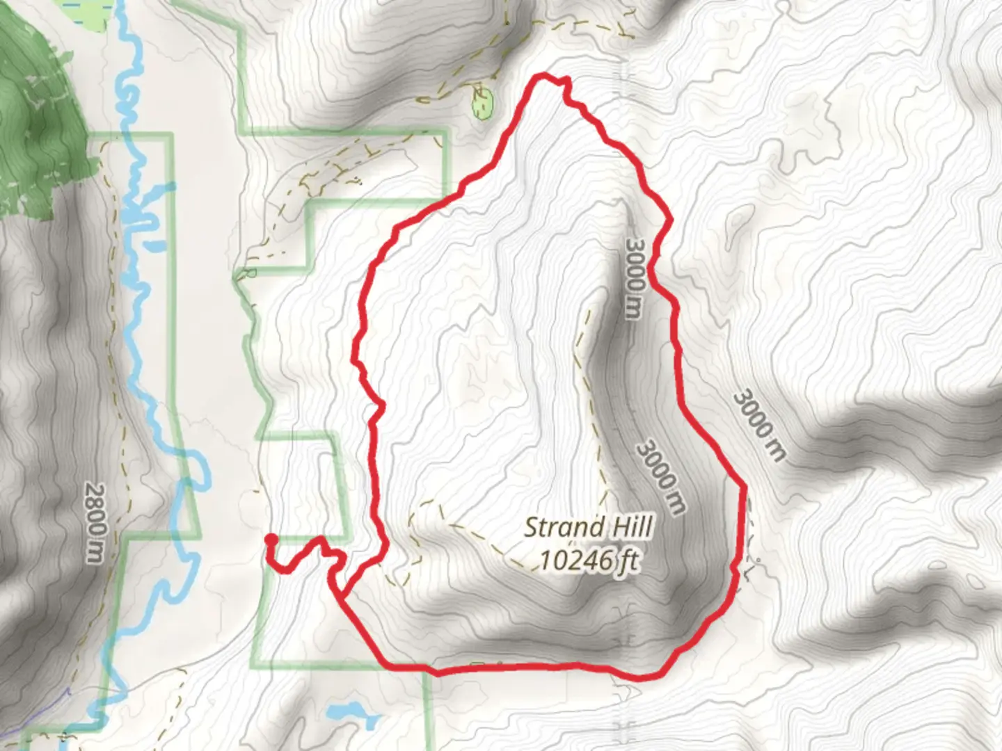 An image depicting the trail Strand Hill Loop and its surrounding area.