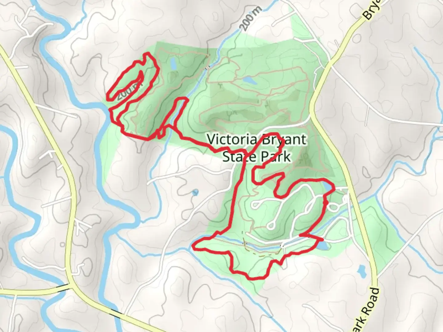 An image depicting the trail Victoria Bryant State Park - Broad River Loop Trail and its surrounding area.