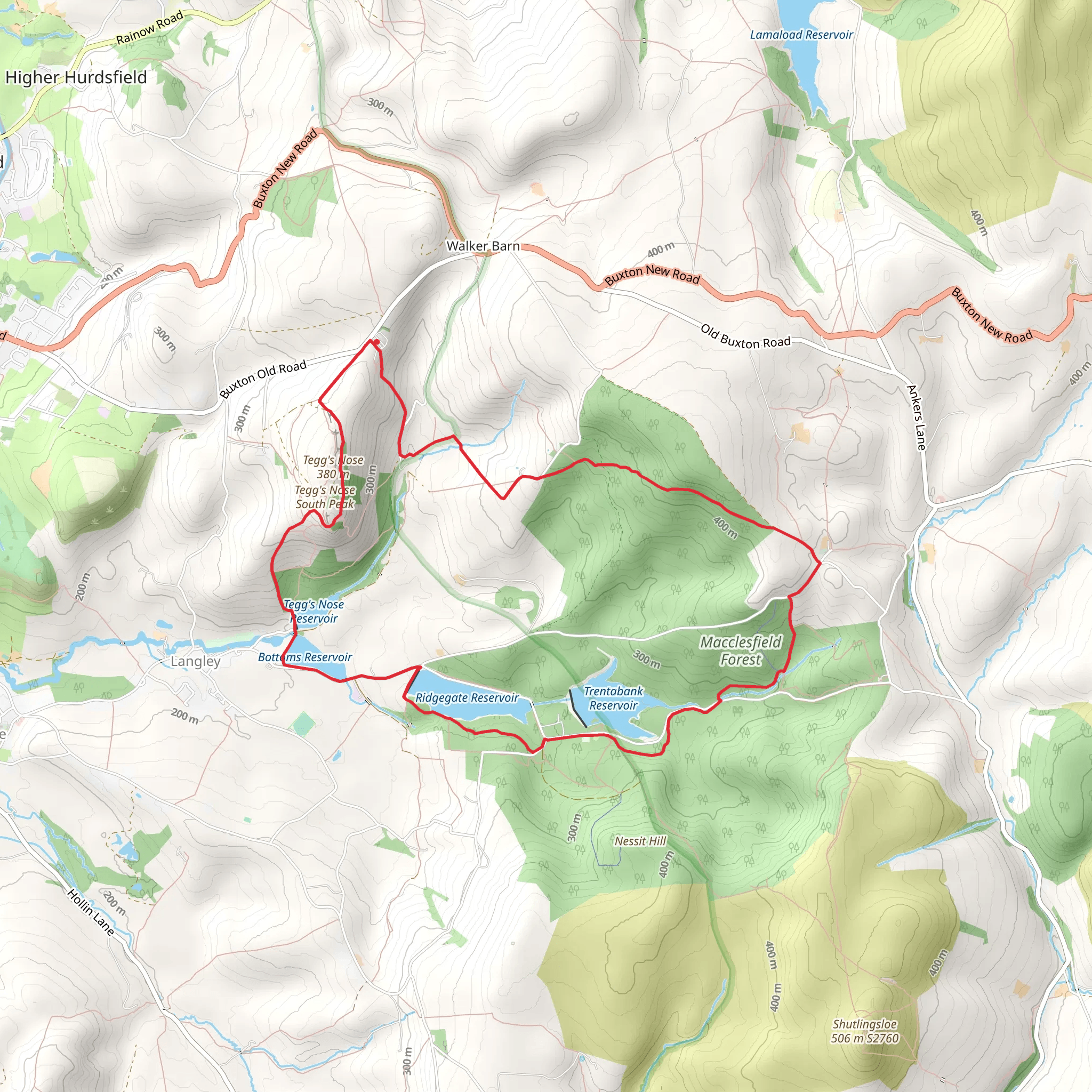 Macclesfield Forest Loop mobile static map
