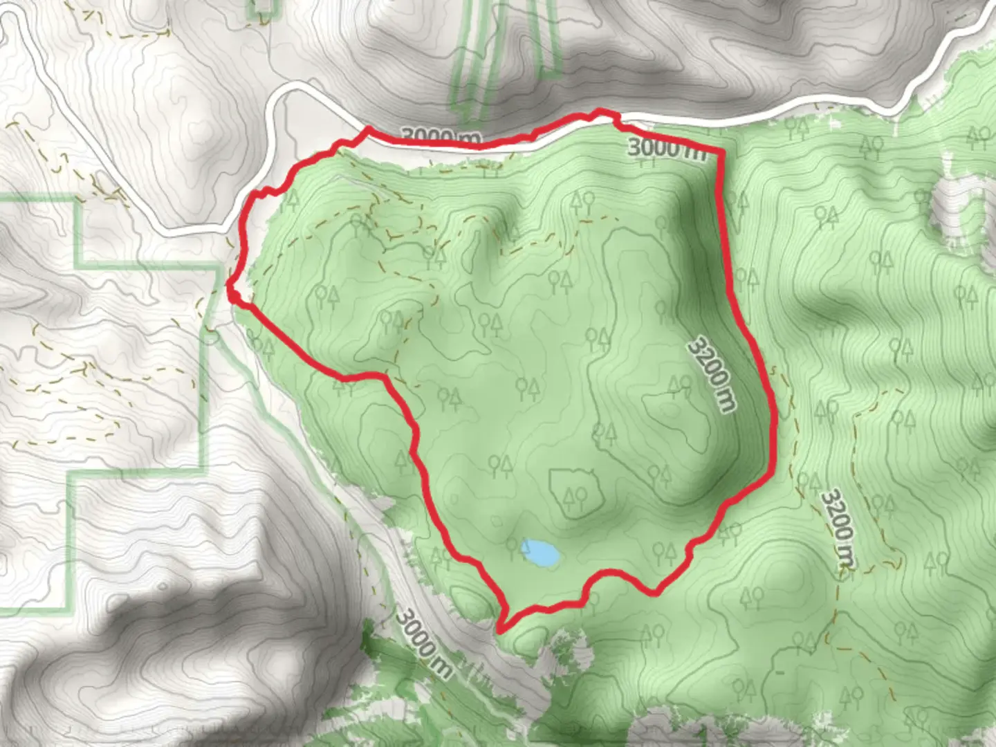 An image depicting the trail Lily Lake, Splains Gulch and Kebler Wagon Loop Trail and its surrounding area.