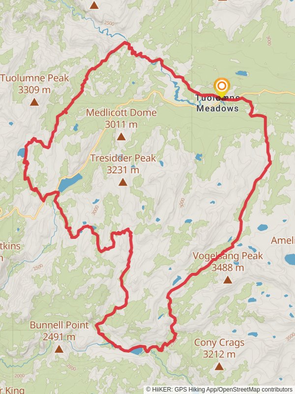 High Sierra Camps Loop mobile static map