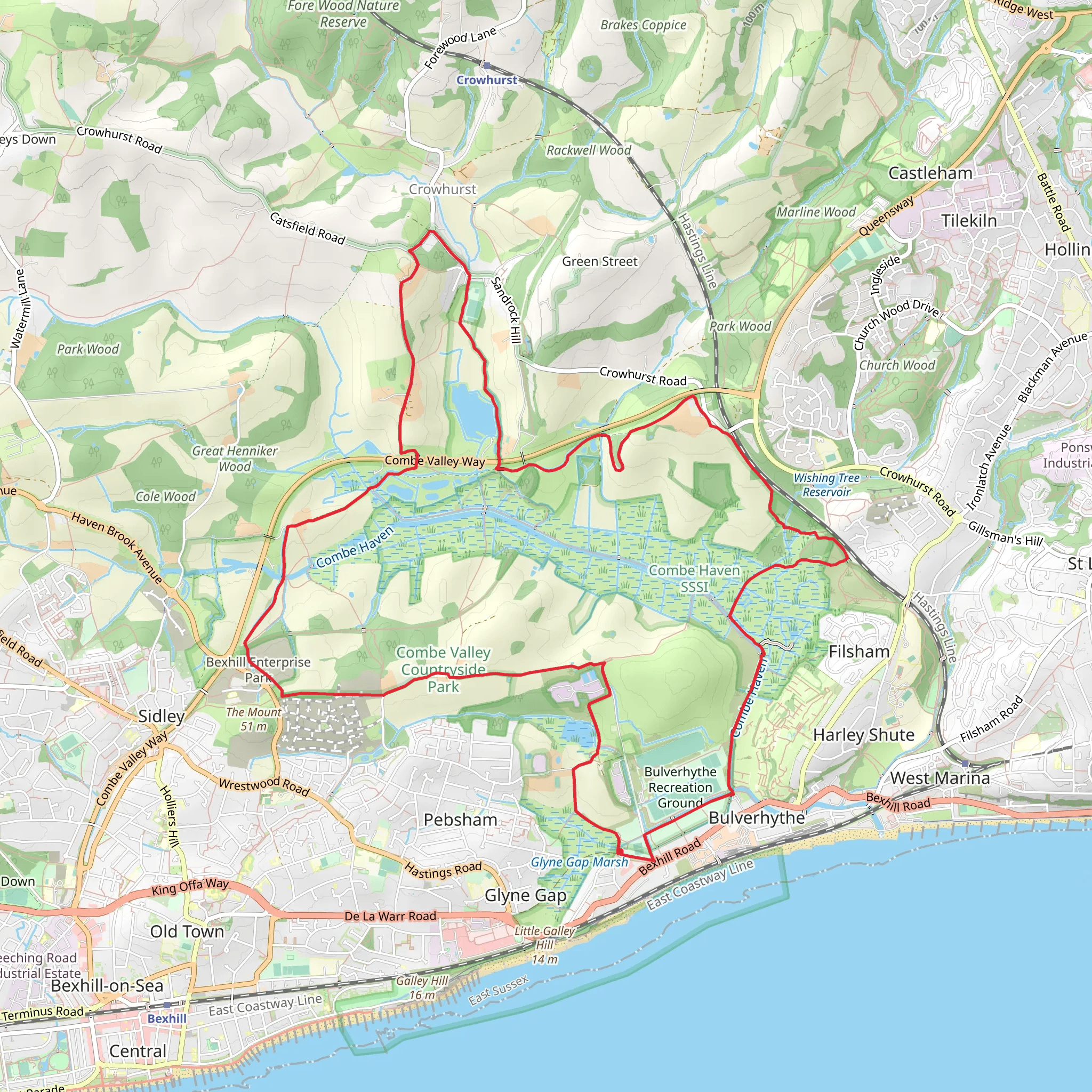 Combe Valley Countryside Park Loop mobile static map