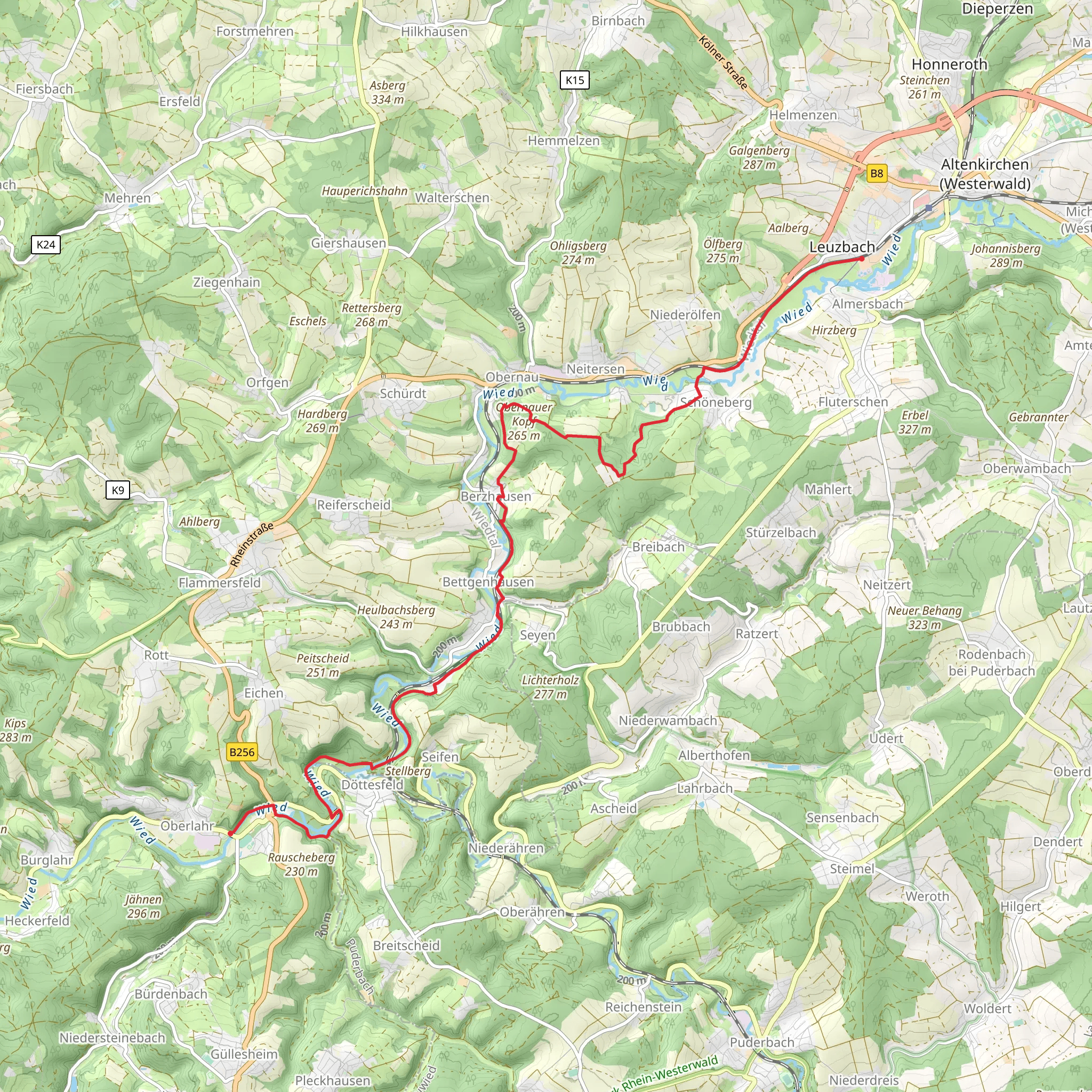 Altenkirchen to Oberlahr Walk mobile static map