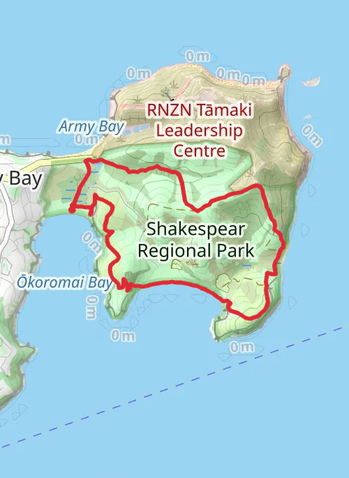 Hike on Shakespear Regional Park Loop mobile static map
