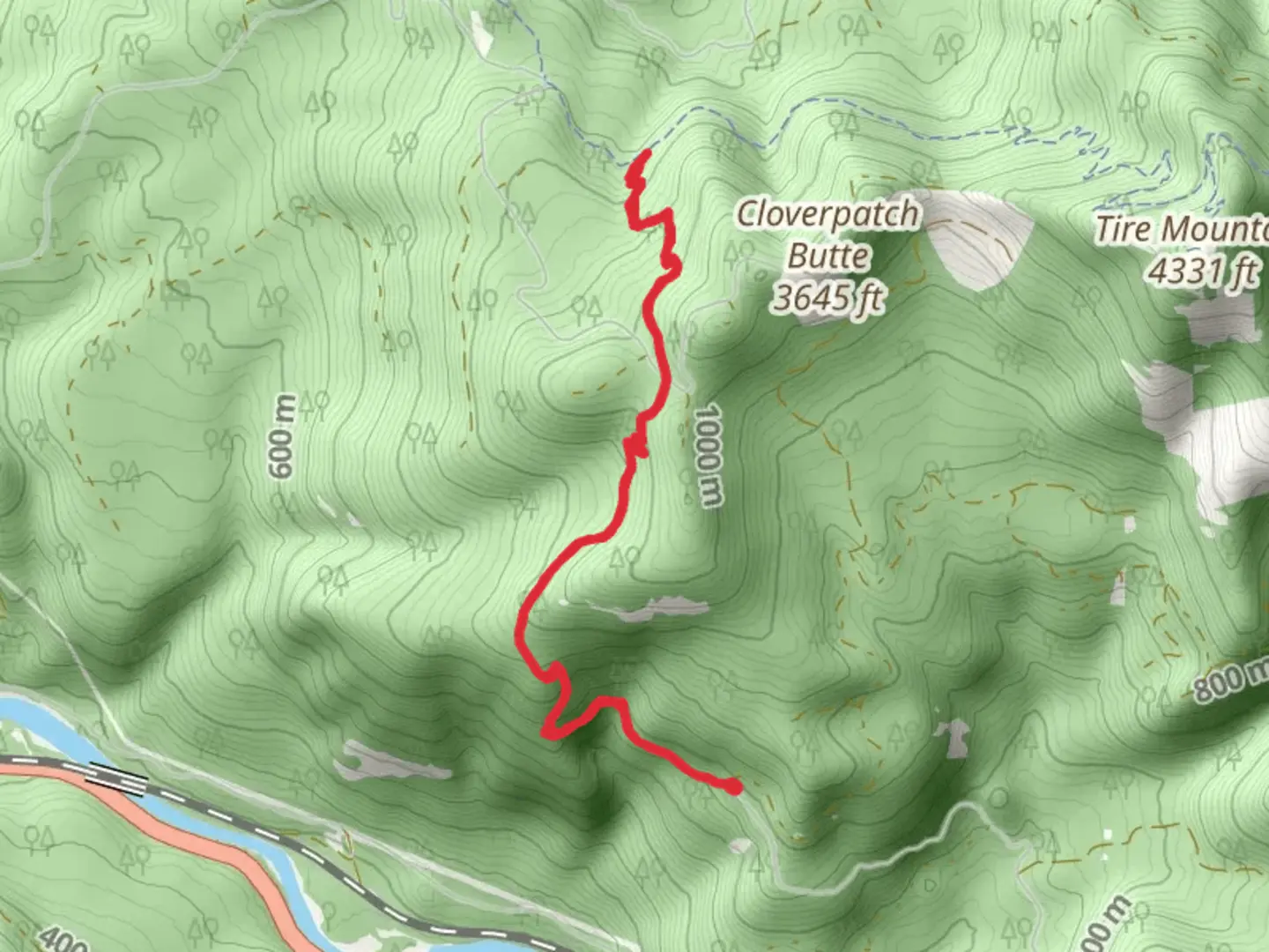An image depicting the trail Cloverpatch Trail and its surrounding area.