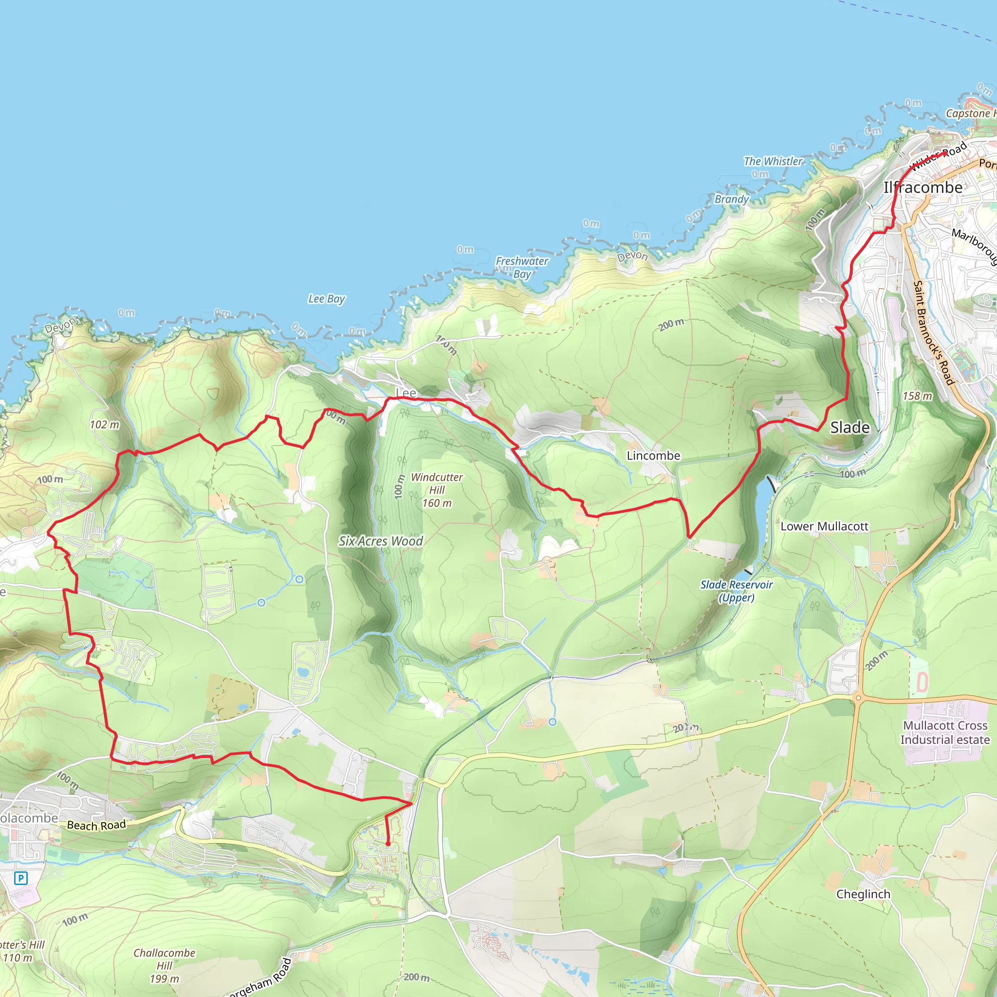 Woolacombe Bay Holiday Park to Ilfracombe mobile static map