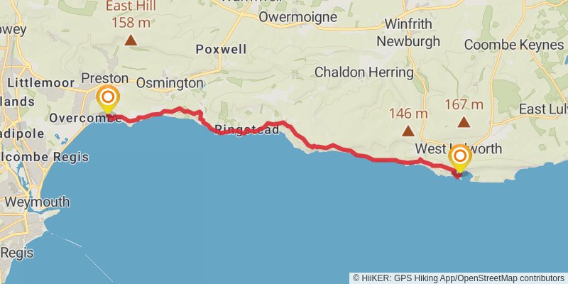 England Coast Path - Portland to Lulworth Cove stage 2 Map