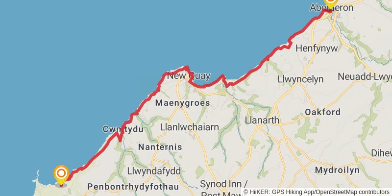Ceredigion Coast Path stage 3 Map