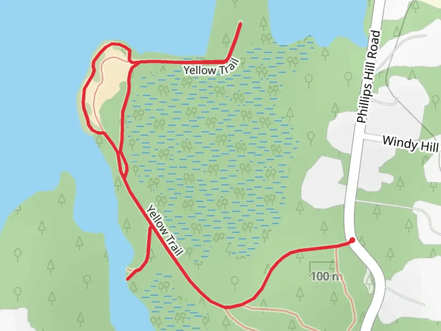 An image depicting the trail Yellow Loop Trail - Stump Pond and its surrounding area.