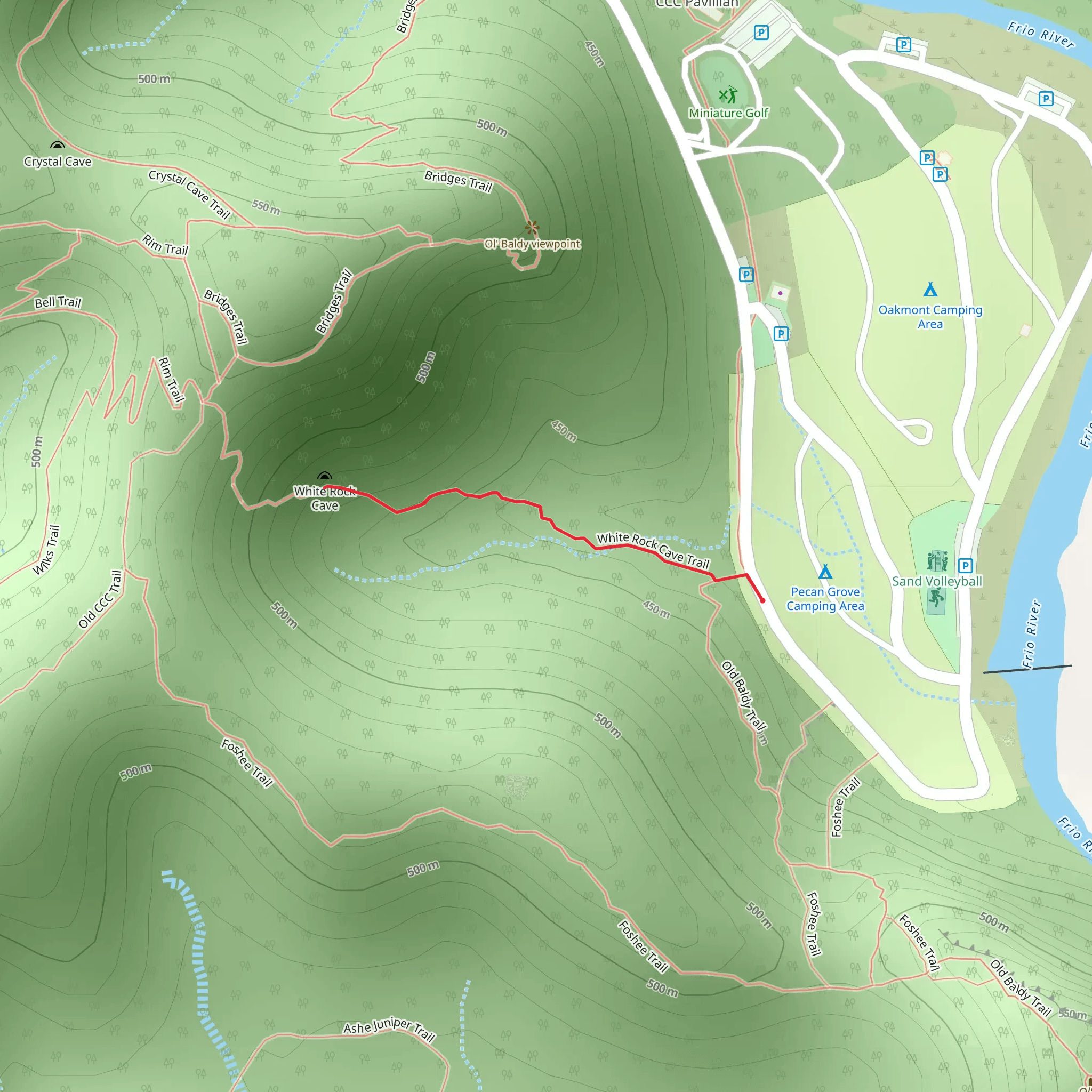 White Rock Cave Trail and Bird Trail mobile static map